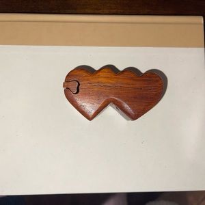 VINTAGE HANDCRAFTED WOODEN HEART PUZZLE JEWELRY BOX